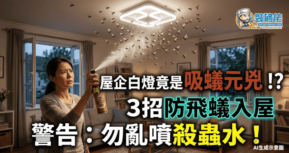 【預防飛蟻】屋企白燈竟是吸蟻「元兇」!? 3招防飛蟻入屋 警告:勿亂噴殺蟲水!